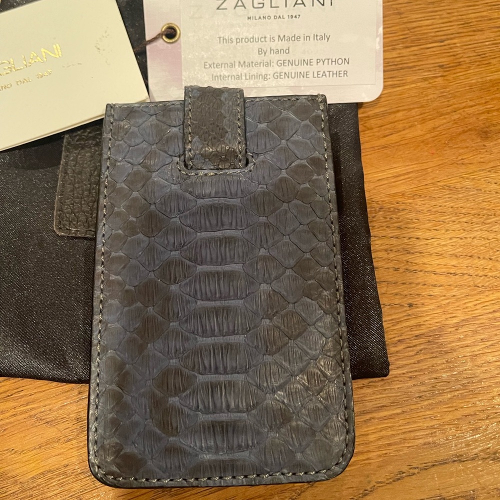 Zagliani Python Leather Credit Card Case - image 1